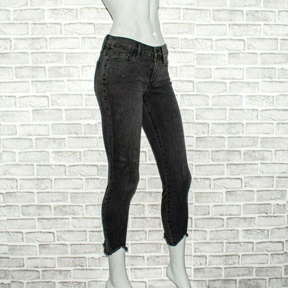 FRAME Denim Women's 24 Le Skinny De Jeanne Jeans Crop Triangle Raw hem Tull Gray - Picture 5 of 13